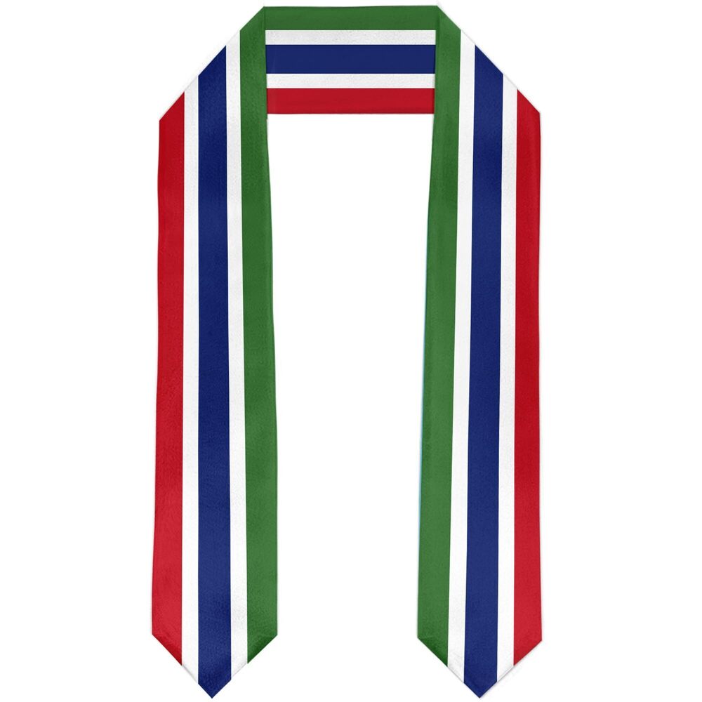 6796 Gambia Flag Graduation Stole Satin Sash Scarf for Study Aboard